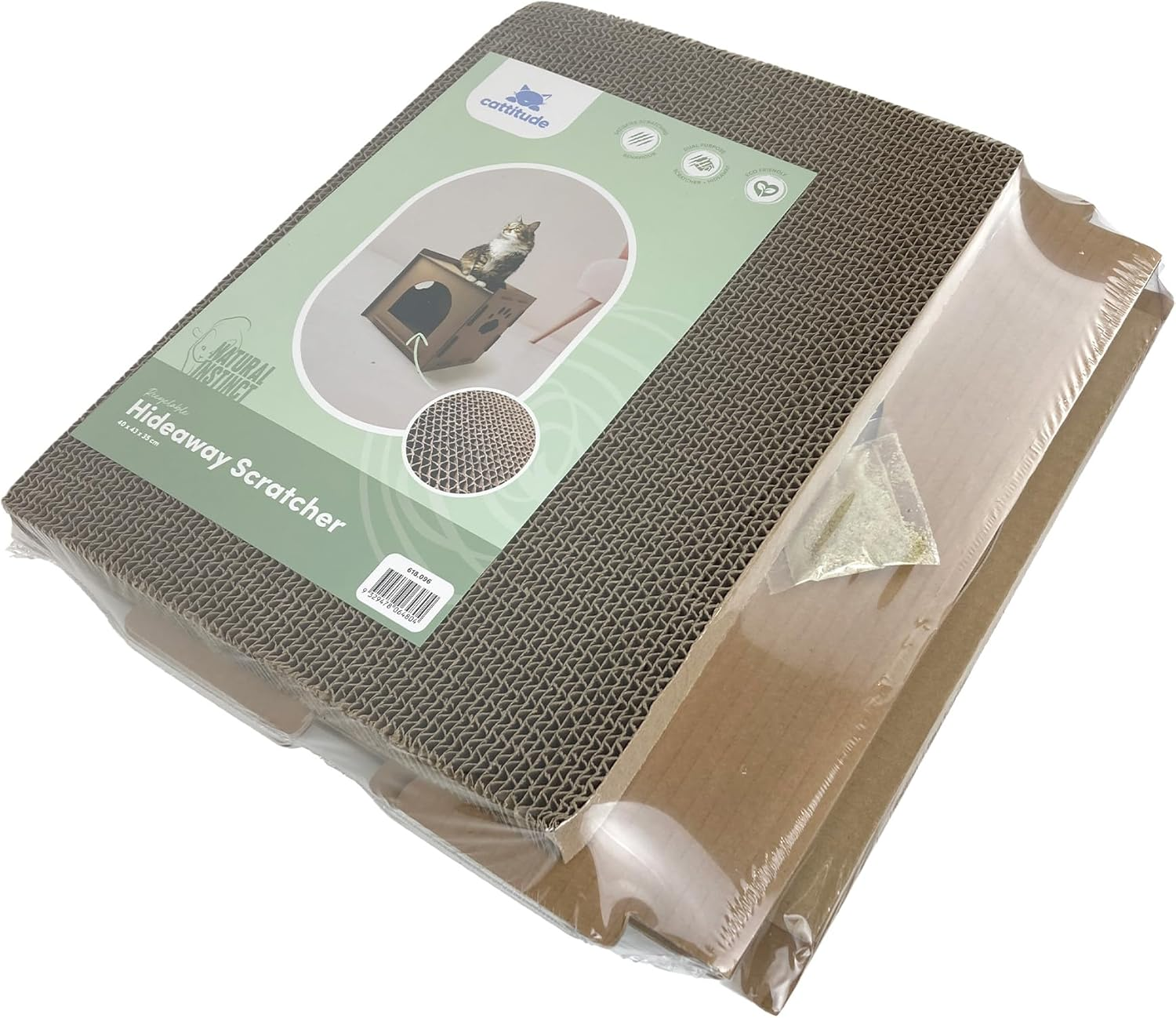 Cattitude Cat Natural Instincts Scratch Hideaway, 43Cm Height - Recycled Carboard, Hideaway Scratcher image number 2
