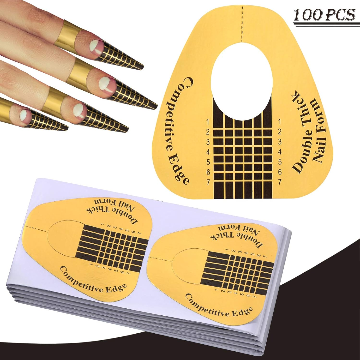 MIKIMIQI Dual Nail Forms Set 120Pcs Stiletto Gel Nail Molds 100PCS Nail Art Extension Guide Form Tool 5Pcs Poly Gel Quick Building Nail Tips Clip 1Pc Dual-Ended Brush Nail File image number 3