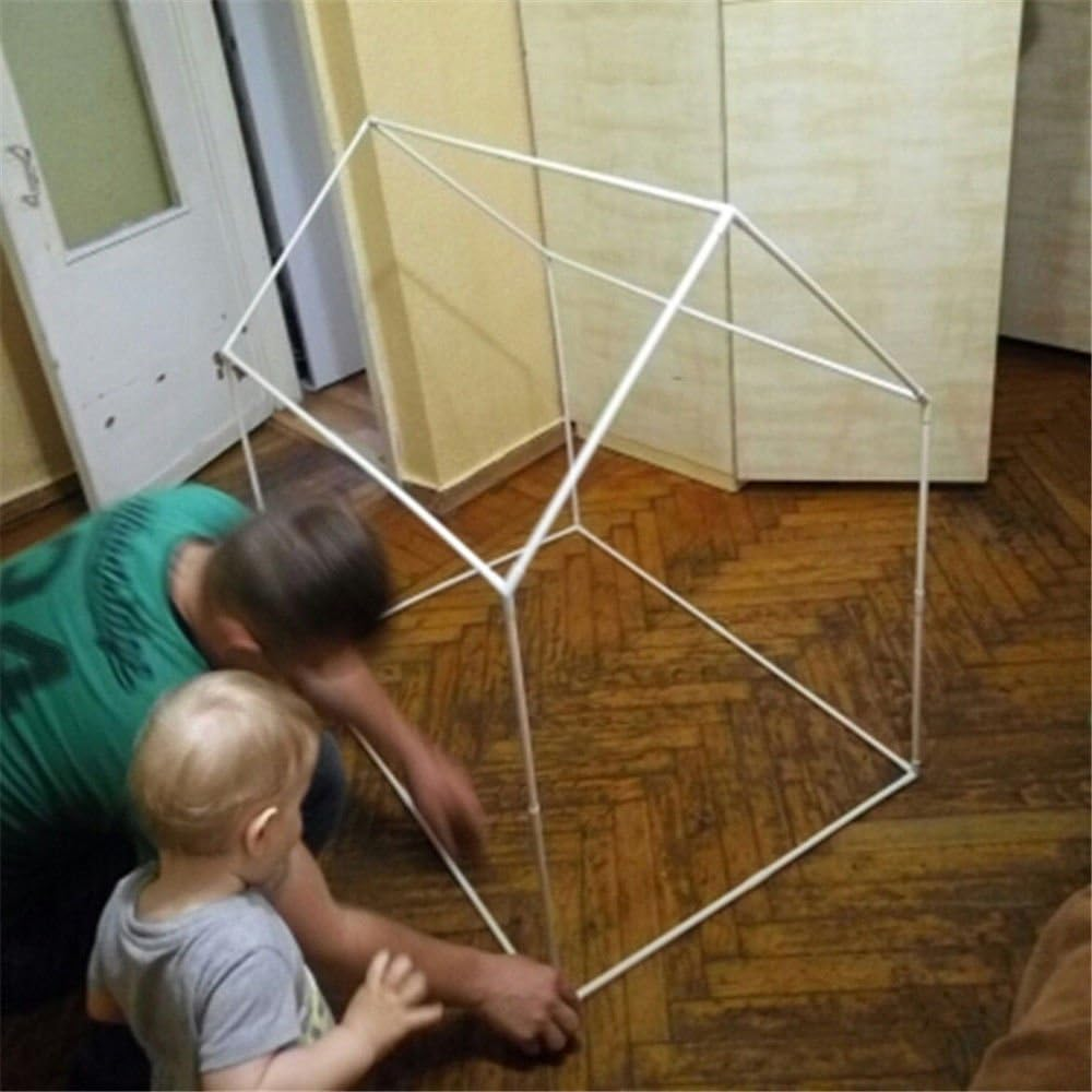 Princess Castle Play Tent Kids Play House Large Indoor/Outdoor Tunnel Pop up Toys for Baby Parent-Child Gift, Summer Shade Toy Play Tent with a Carry Bag (Pink) - White+Black image number 5