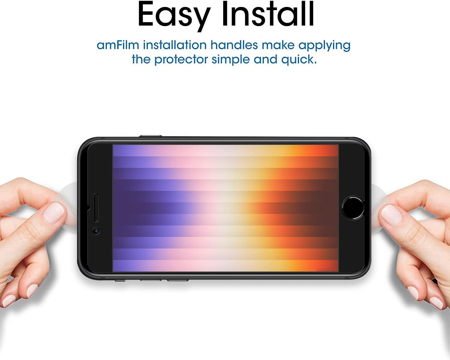 Amfilm Compatible with Iphone SE 2 (2020 2Nd)/ SE 3 (2022 3Rd) Generation Tempered Glass Screen Protector, Iphone 8, 7, 6S, 6 (2 Pack 4.7") Halo Free Glass Screen Protector