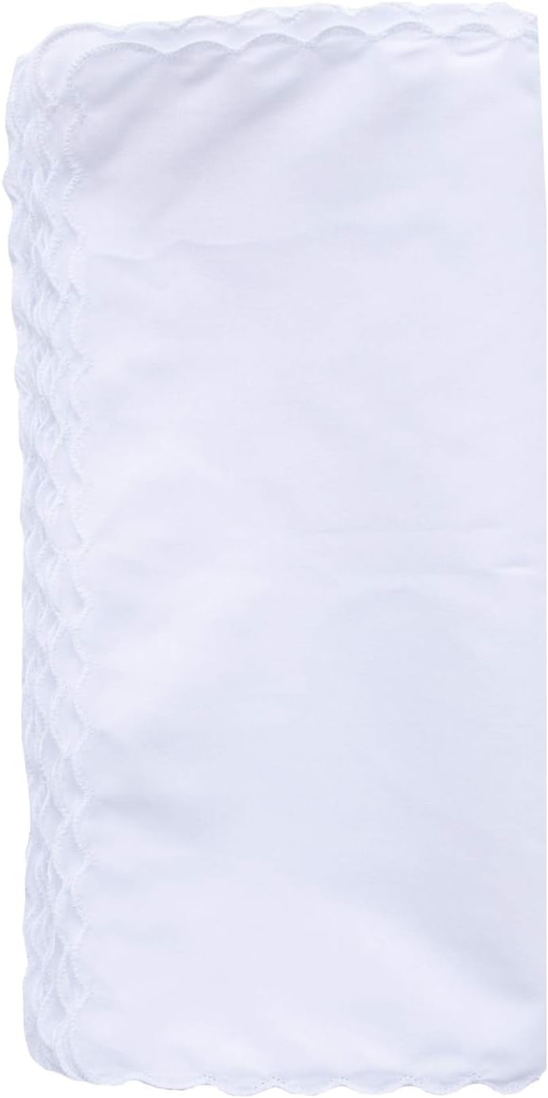 La Closure White Cotton Scalloped Edge Handkerchiefs Hankies -Square 30Cm image number 5