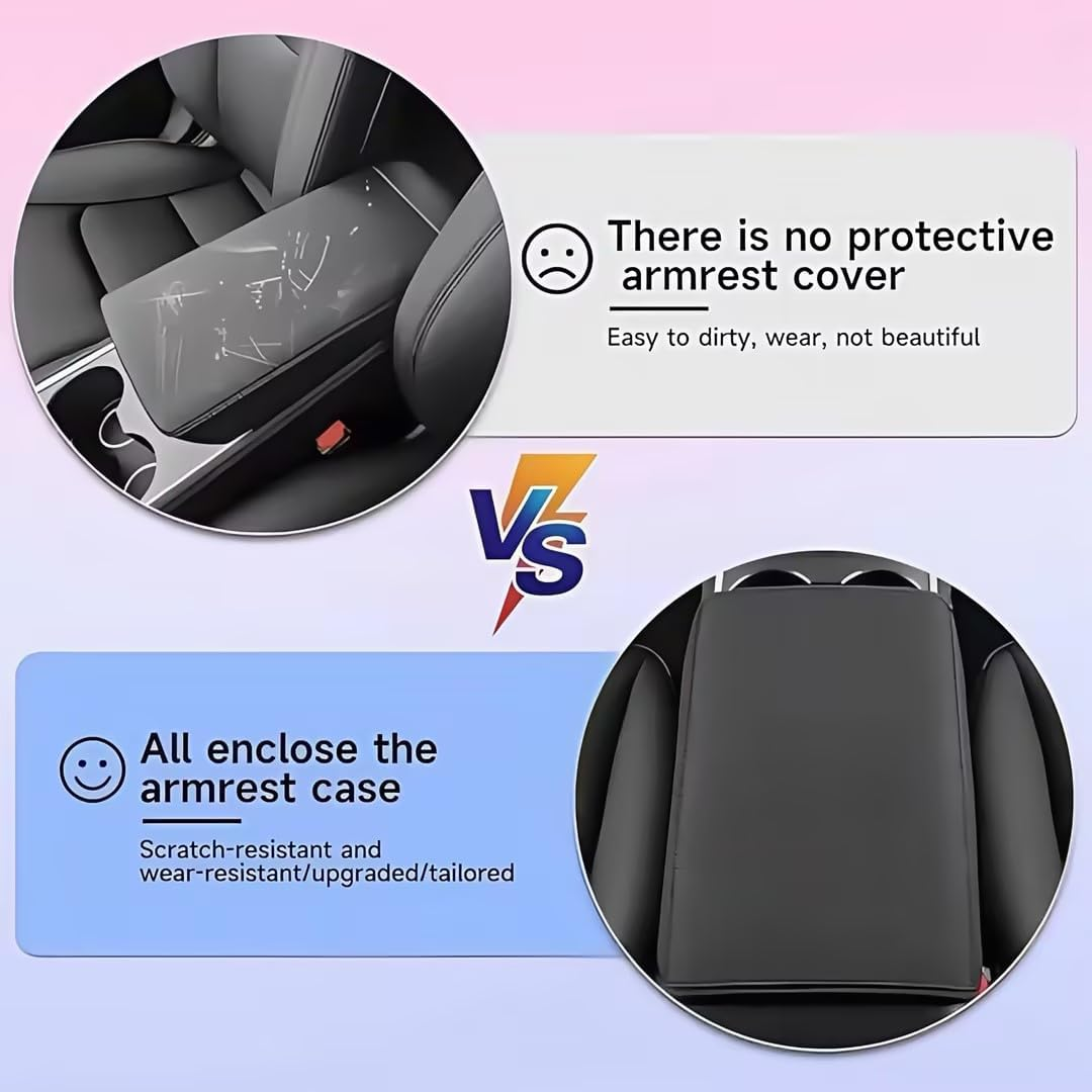 Armrest Cover for Tesla Model Y Model 3, Original Mold Center Console Lid Protector, Premium Soft Leather, Custom Fit for 2017&ndash;2023 Models image number 2