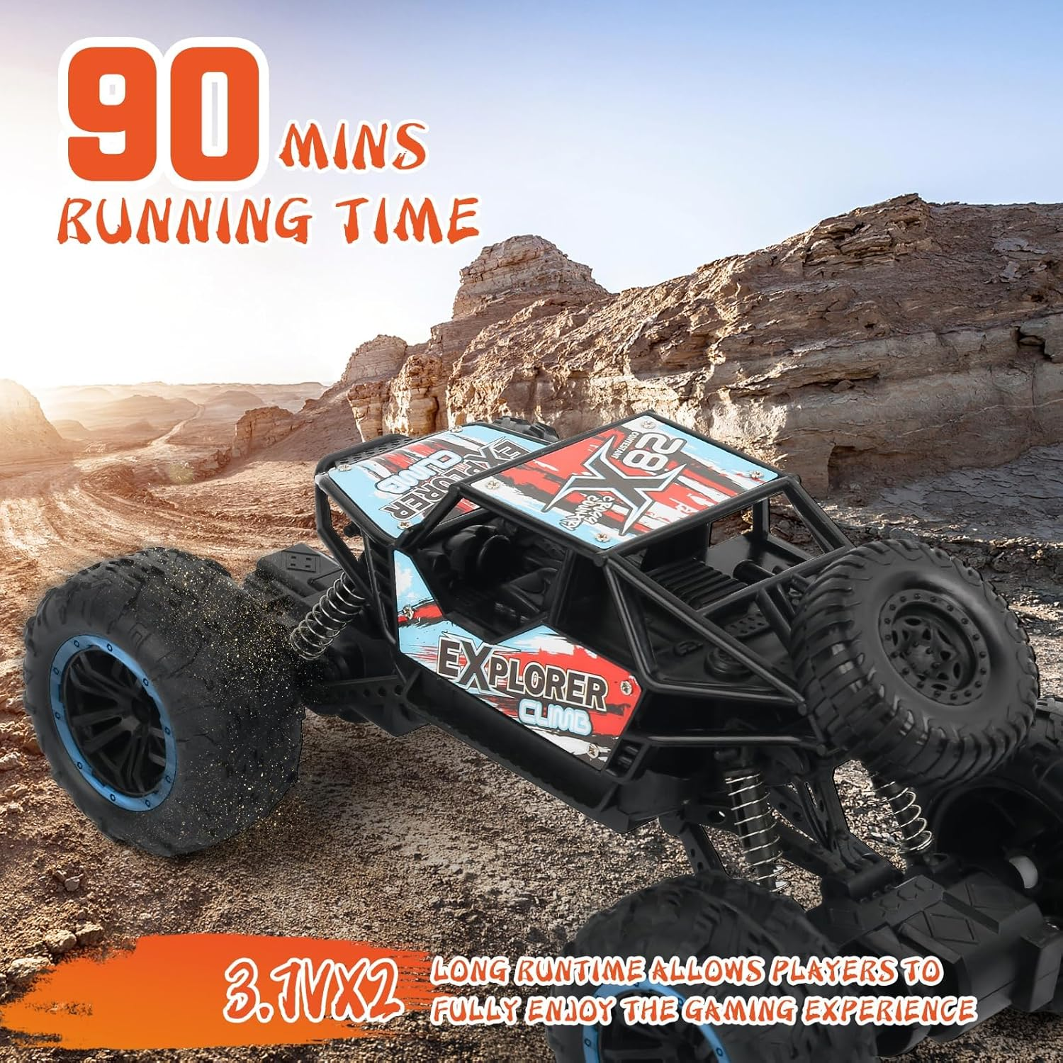 Besswin Remote Control Car,Rc Cars 1:18 Scale, 2.4Ghz off Road Monster Truck with 2 Rechargable Batteries up to 90 Mins Playtime with Shock Absorbers for Kids 3+ Years