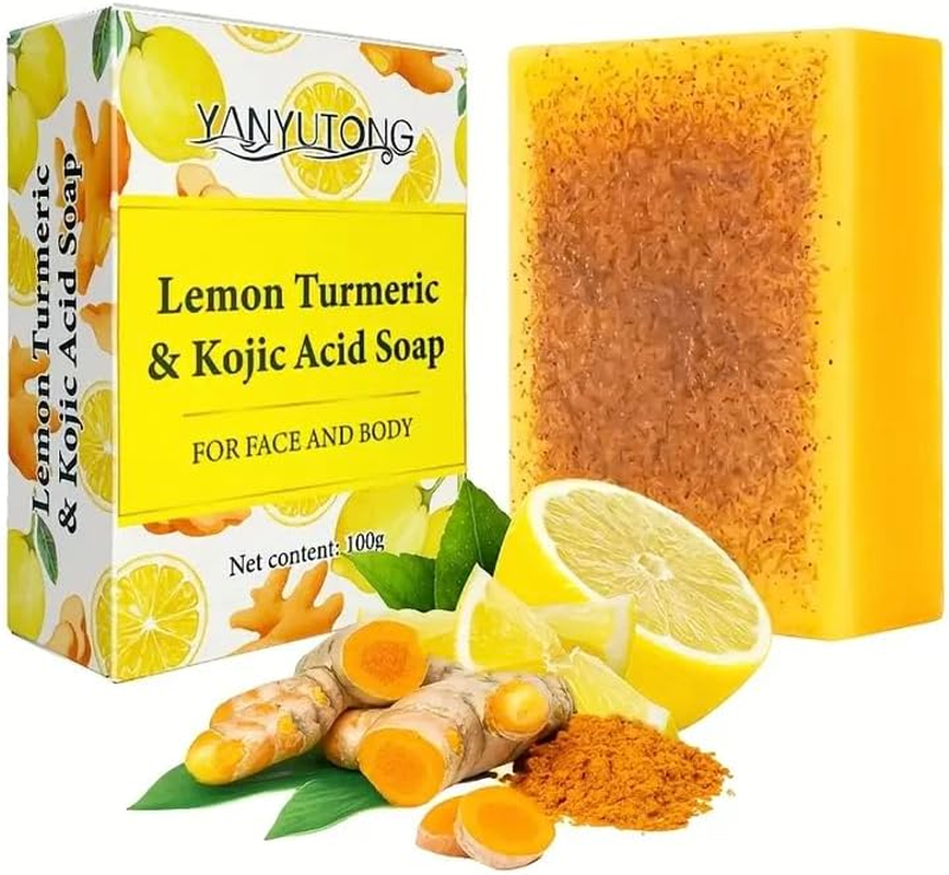 Lemon, Turmeric and Kojic Acid Soap Bar, 100G, Brightening, Face and Body Cleanser. image number 3