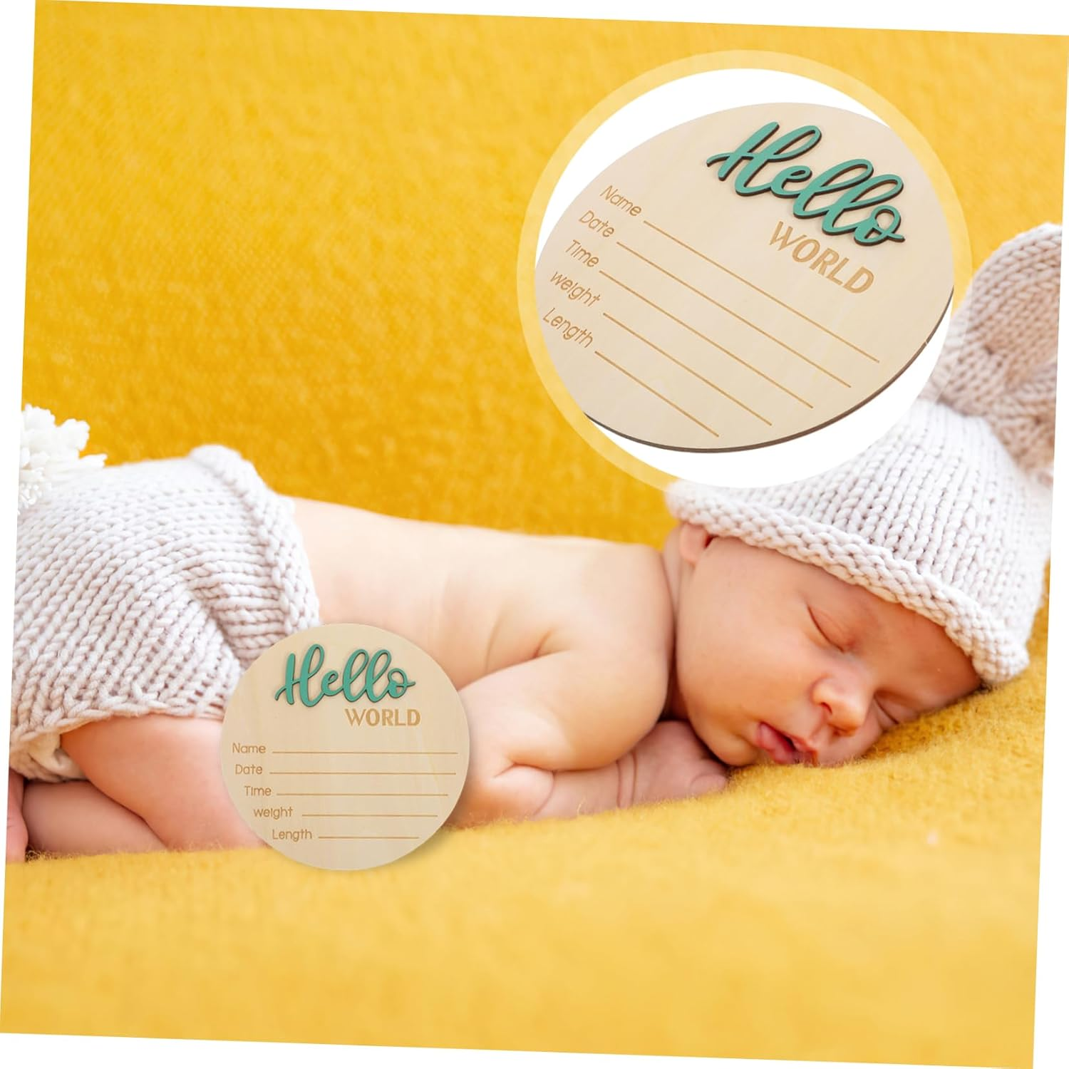 Bestonzon Wooden round Birth Announcement Sign for Newborn Photography Prop Name Plaque with Simple Design Safe Material Decorative and Easy to Use Nursery Decor image number 5