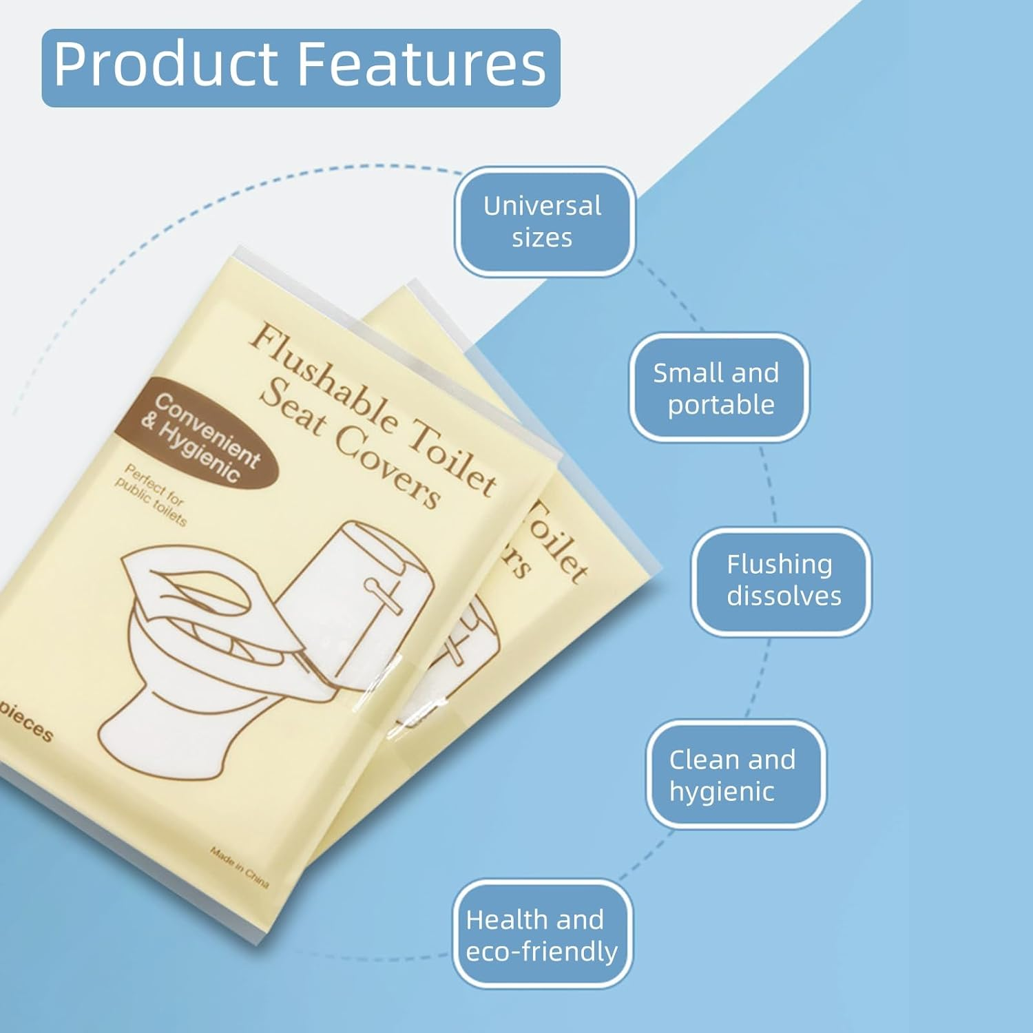 100PCS Toilet Seat Covers Disposable,Travel Toilet Paper Pad,Biodegradable Paper,Travel Essential Access,Travel Essential Accessories for Public Restrooms,Airplane, Road Trips, Camping image number 1