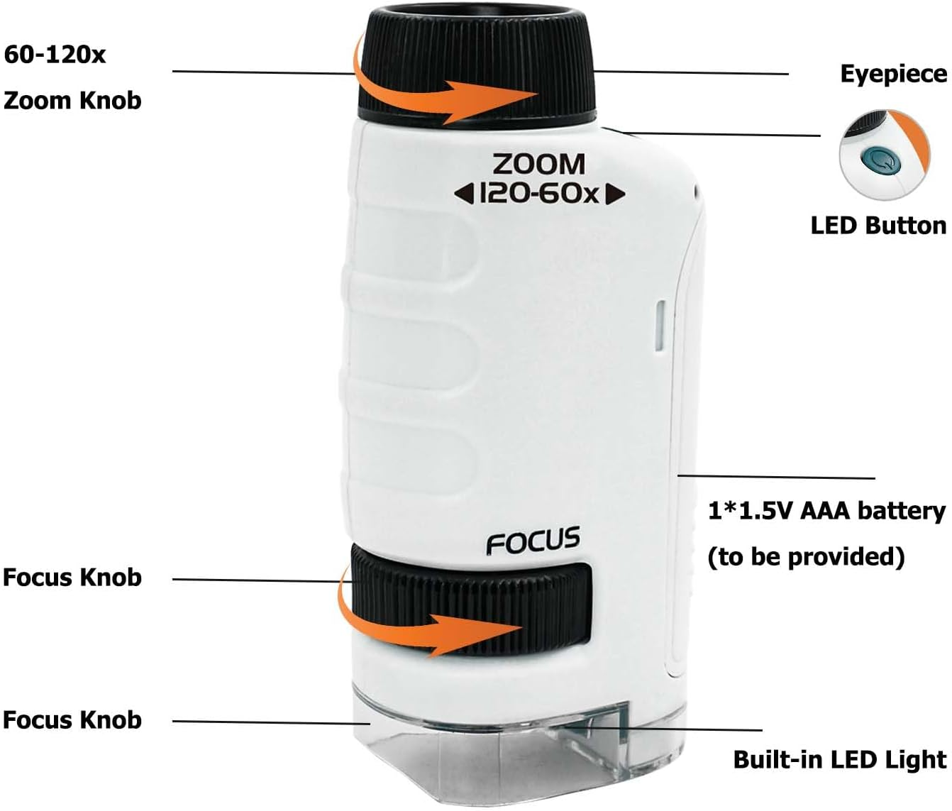 RAUWIZX Portable Microscope, Scientific Experiment Set, Handheld Microscope with 60X-120X Magnification and LED Light, Perfect Mini Microscope for Education and Exploration of the World - Blue image number 3