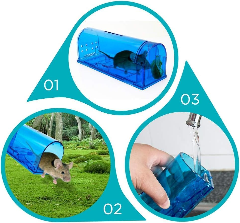 Humane Mouse Trap | Catch and Release Mouse Traps That Work | Mice Trap No Kill for Mice/Rodent Pet Safe (Dog/Cat) Best Indoor/Outdoor Mousetrap Catcher Non Killer Small Mole Capture Cage (2 Pack) image number 5