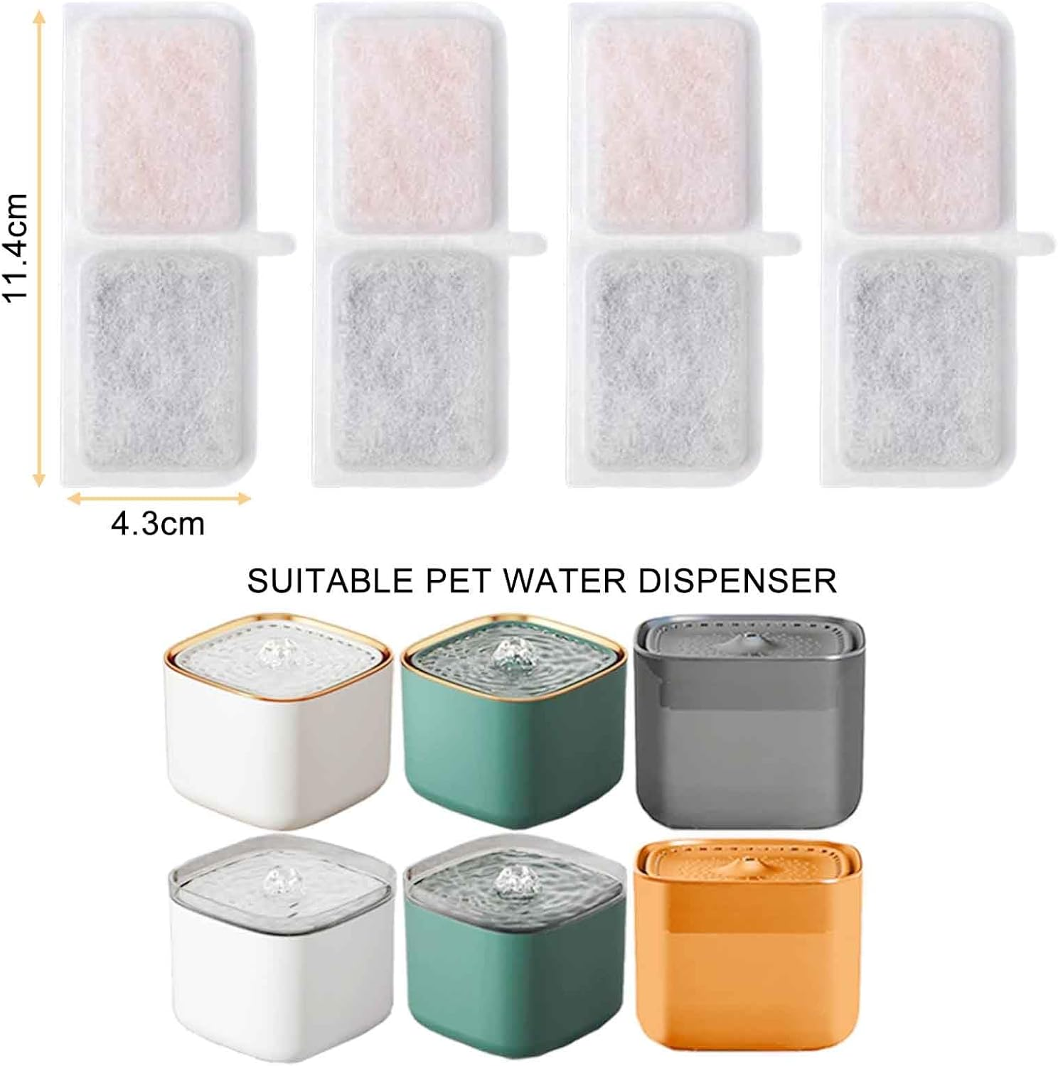 Pack of 10 Cat Fountain Filter for Cat Fountain, Filter Cat Fountain Drinking Fountain for Cat, Drinking Fountain Cat Replacement Filter, Drinking Fountain Filter with Resin Activated Carbon image number 3