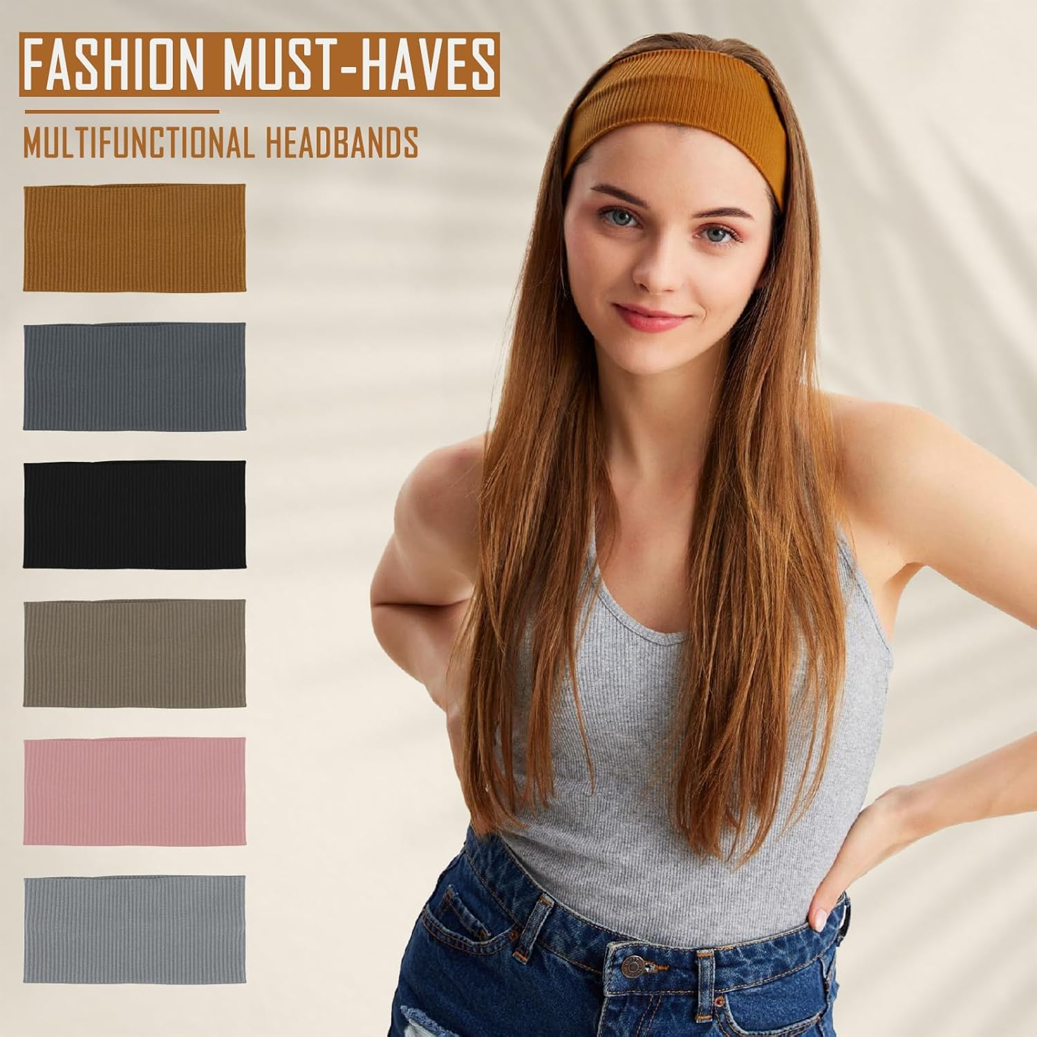 Ziyonix Pack of 6 Women'S Sports Headbands, Soft Non-Slip Hair Bands, Elastic Hair Bands, Wide Hair Band, Breathable Headbands Set, Hairband for Yoga, Fitness, Running, Fitness image number 2