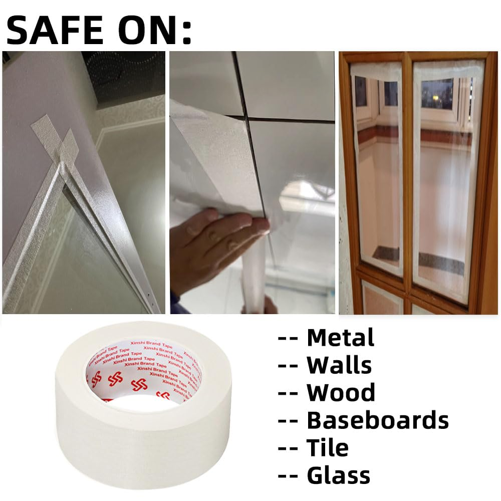 Skycabin 50Mmx50M White Masking Tape for General Painting,Strong Adhesive Painters Tape,Craft Tape,Labeling Tapes, Writable Crepe Paper Tape for Arts,Diy Crafts,School,Office,Home Projetcts image number 3