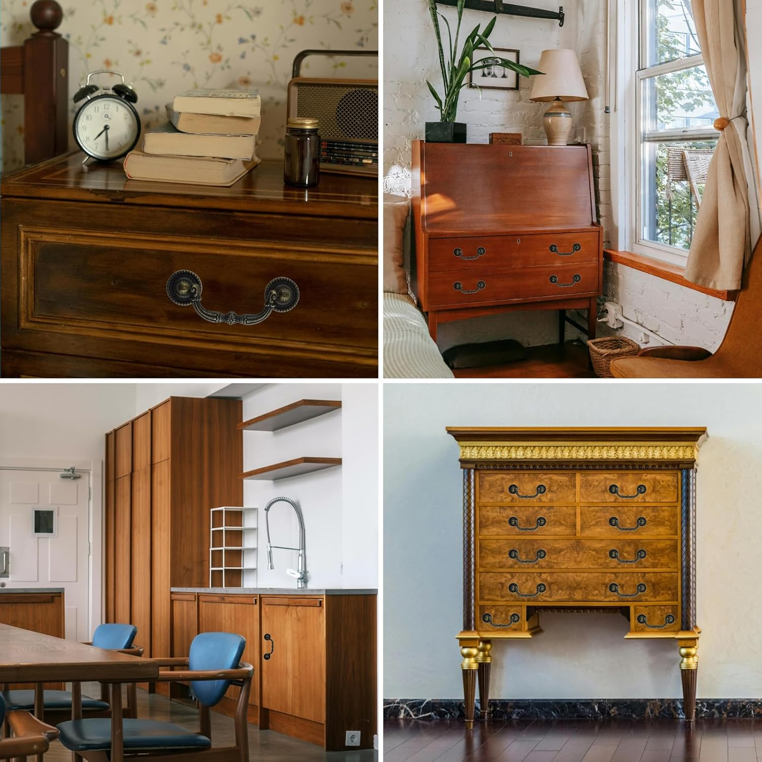 BDS-HOME 2Pack 3'' Hole Center Bronze Vintage Pulls Handles Antique Decorative Drawer Knobs Pulls for Cabinet Hardware, Dresser, Cupboard, Wardrobe