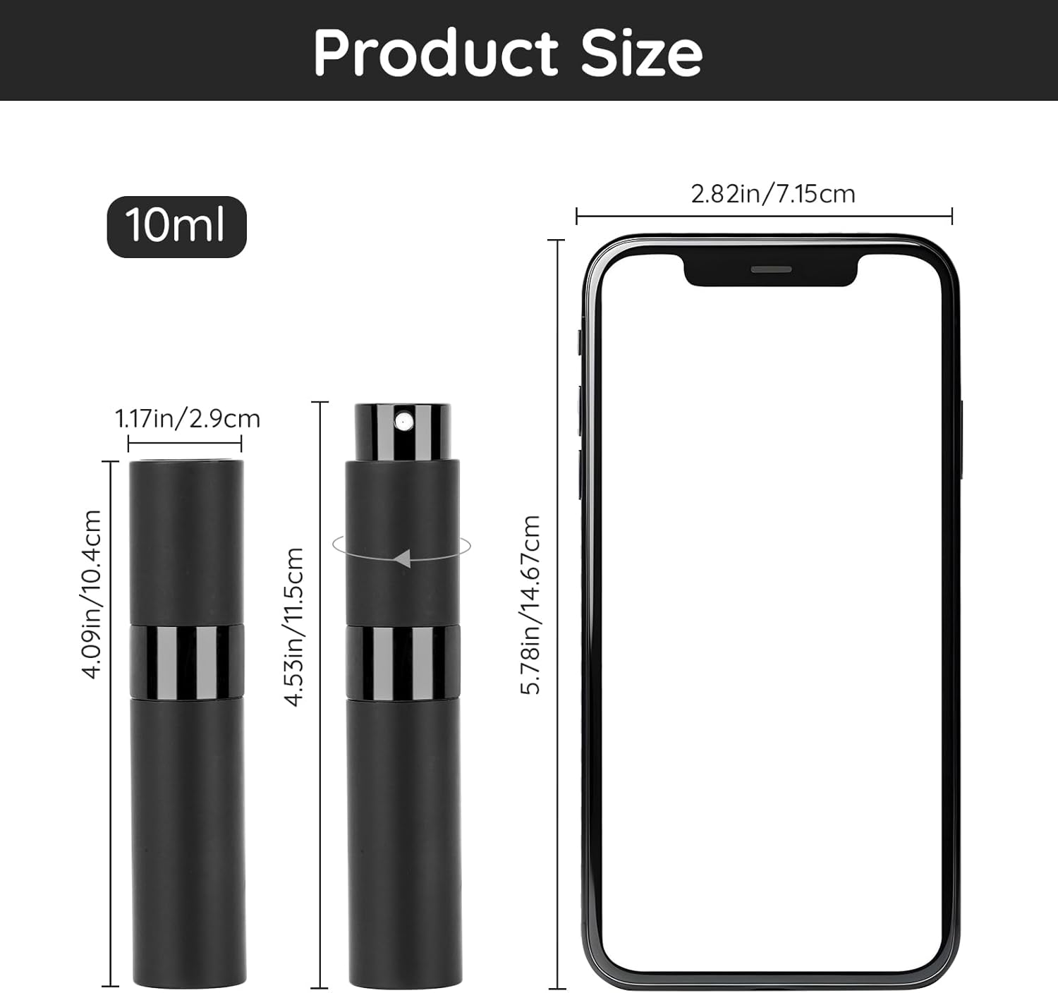 Segbeauty Perfume Atomiser, Pack of 5 Travel Perfume Refillable Bottle, Scent Pump Case 10Ml Perfume Spray Bottle, Portable Small Travel Atomizer for Men (Black) image number 2