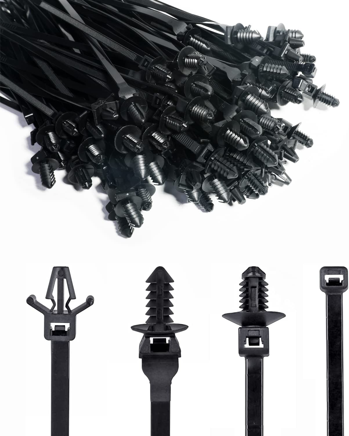 VAGURFO 120 Pack Black Nylon Push-Fit Cable Zip Tie, Self-Locking, Universal image number 2