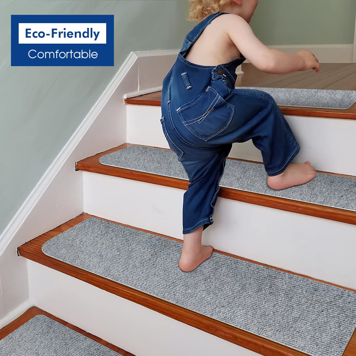 SALLOUS Stair Treads Carpet, Set of 15 Non-Slip Stair Grips Tape, 7.5"X30" Safety Staircase Step Treads for Elders, Strips Stair Traction Treads for Indoors Outdoors (Light Gray) - Brown image number 6