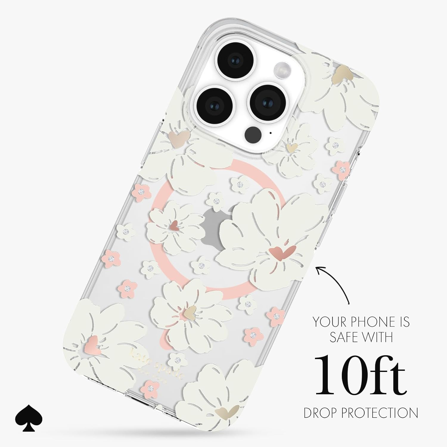 Kate Spade Hardshell Magsafe Case for Iphone 15 Pro (6.1-Inch), Classic Peony image number 4