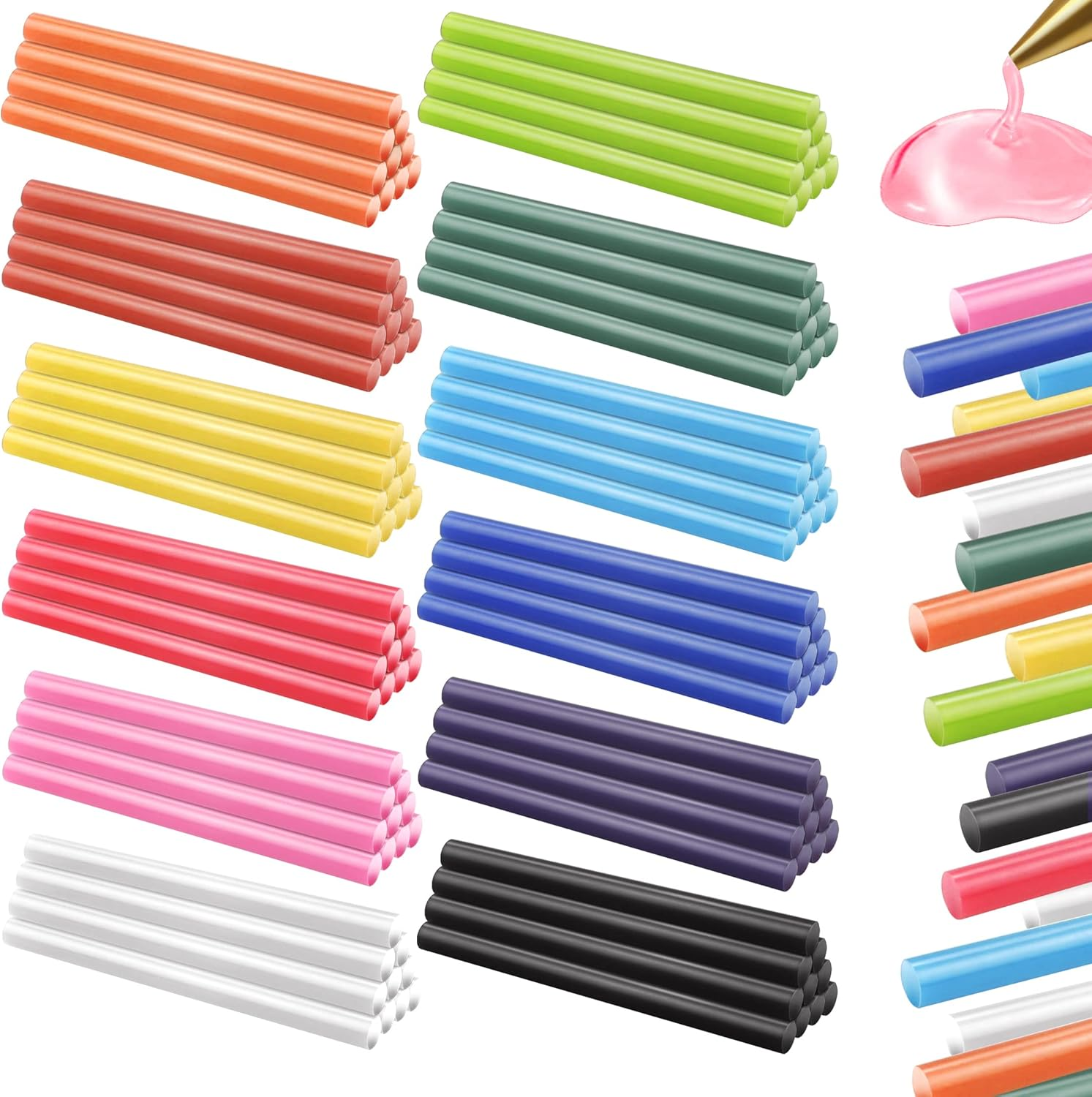 120 Pack Colord Hot Glue Sticks, 3.9'' Melt Adhesive Glue Sticks for Handmade Arts,Crafts,General Repair and Holiday image number 3