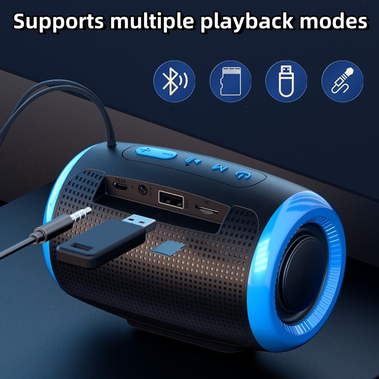 Portable Mini Bluetooth Speaker, IP68 Waterproof Speaker, Bluetooth 5.3, Hifi, Hands-Free Calls, 2000 Mah Battery, Wireless Speaker for Car, Indoor,Outdoor, Shower, Sports, Hiking (Black&Blue)