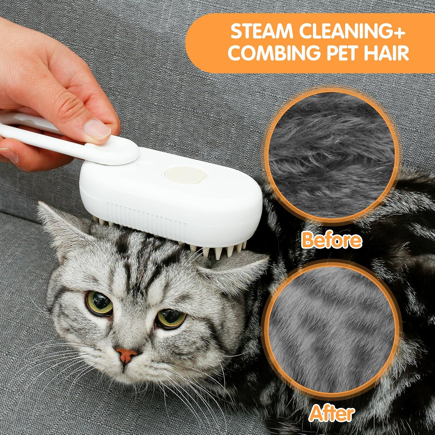 Abizarch Steamy Cat Brush,Steamy Cat Brush with Leave-On Essence, Multifunctional Cat Steamy Brush, Self Cleaning Steam Cat Brush for Massage, Silicone Steam Pet Brush for Removing Tangled(White) image number 6