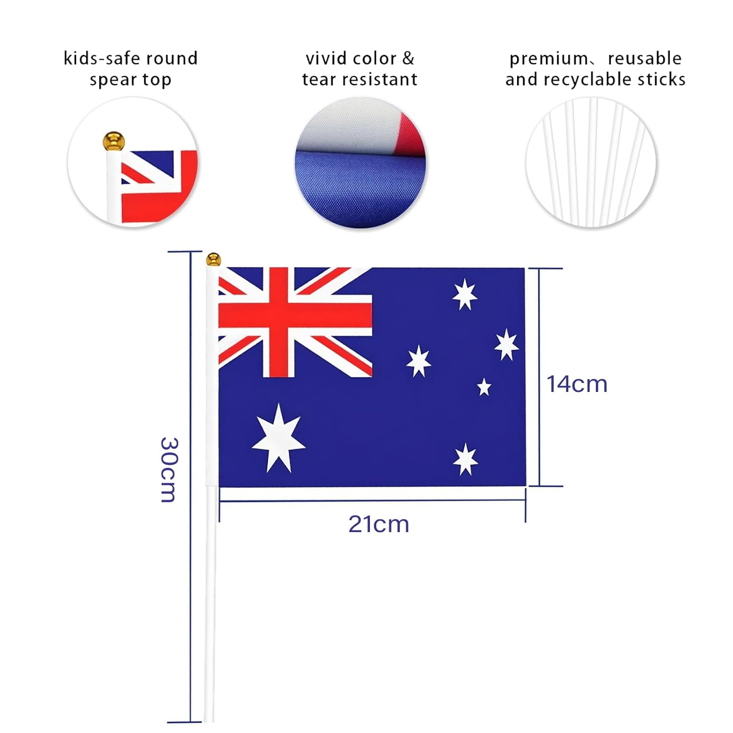 Fiohiros 15 Pcs 5.5X8.3 in Australia Hand Waving Flag, Australia Day Flag, Australian Flag Set, Flags Australia, Australian Flags Small, Australia Day Car Flags image number 6