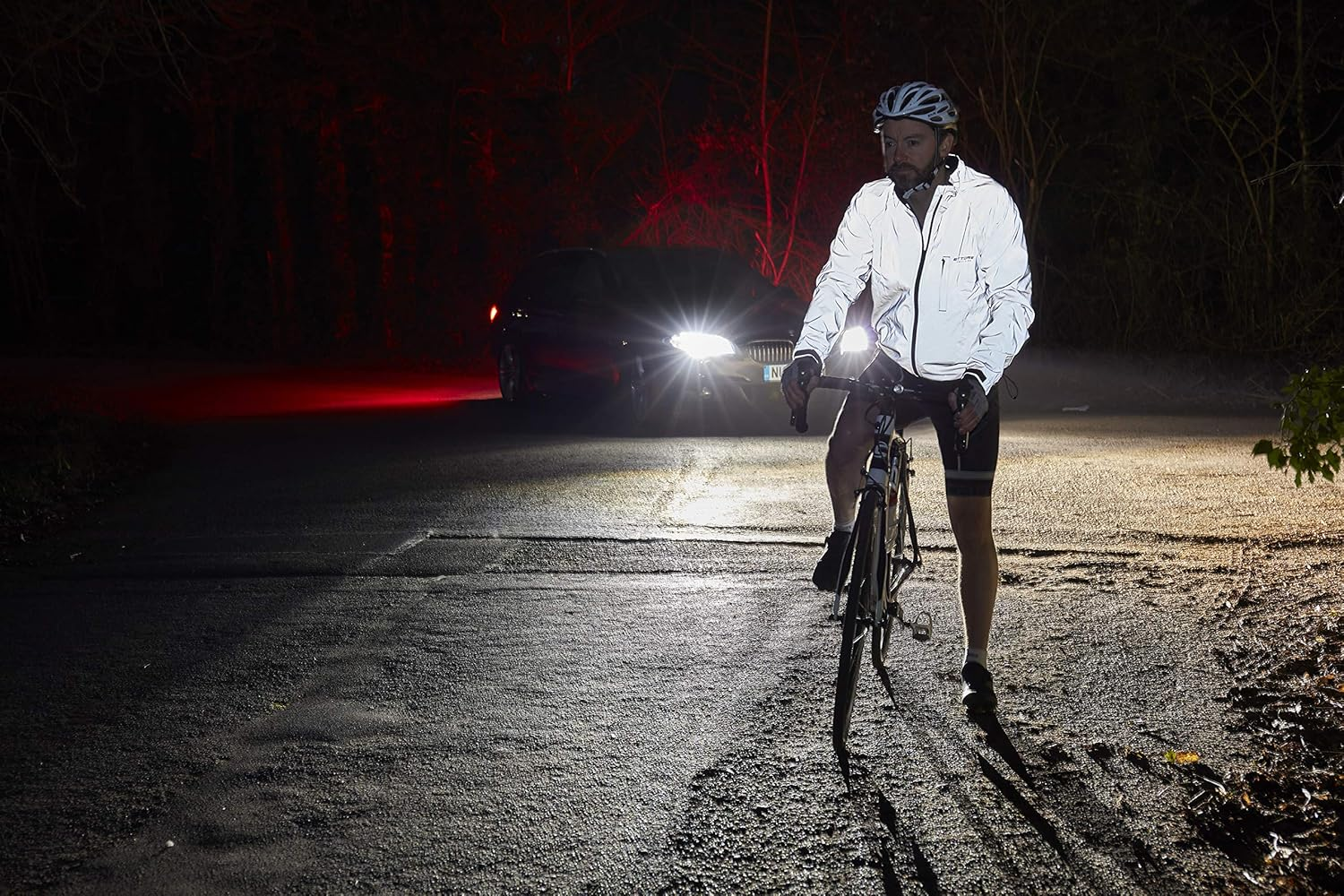 Ettore Mens Cycling Jacket Waterproof Breathable High Visibility Reflective Silver - Night Glow image number 6