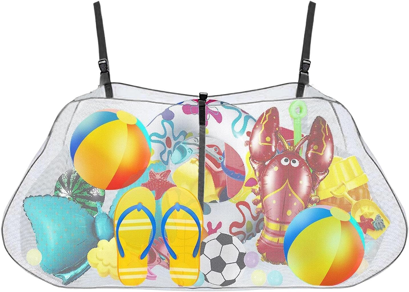 Pool Float Toy Storage Mesh Bag | Swimming Pool Storage Organizer - Large Capacity Adjustable Poolside Pouch, Fence Net Holder for Inflatables image number 1