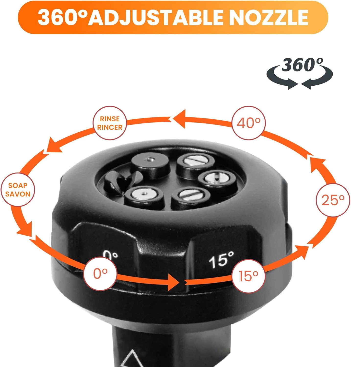 Giraffe Tools Adjustable 6-In-1 Pressure Washer Nozzle, Max 4000 PSI with 1/4" Quick Connect image number 2