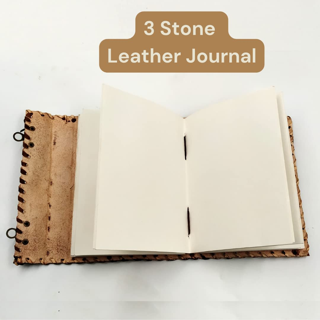 OVERDOSE 3 Stone Brown Leather Journal Diary | Handmade Antique Stone Diary Sketchbook Drawing Notebook - Size 5 X 7 Inches | 12 X 17 Cm | A6 image number 1