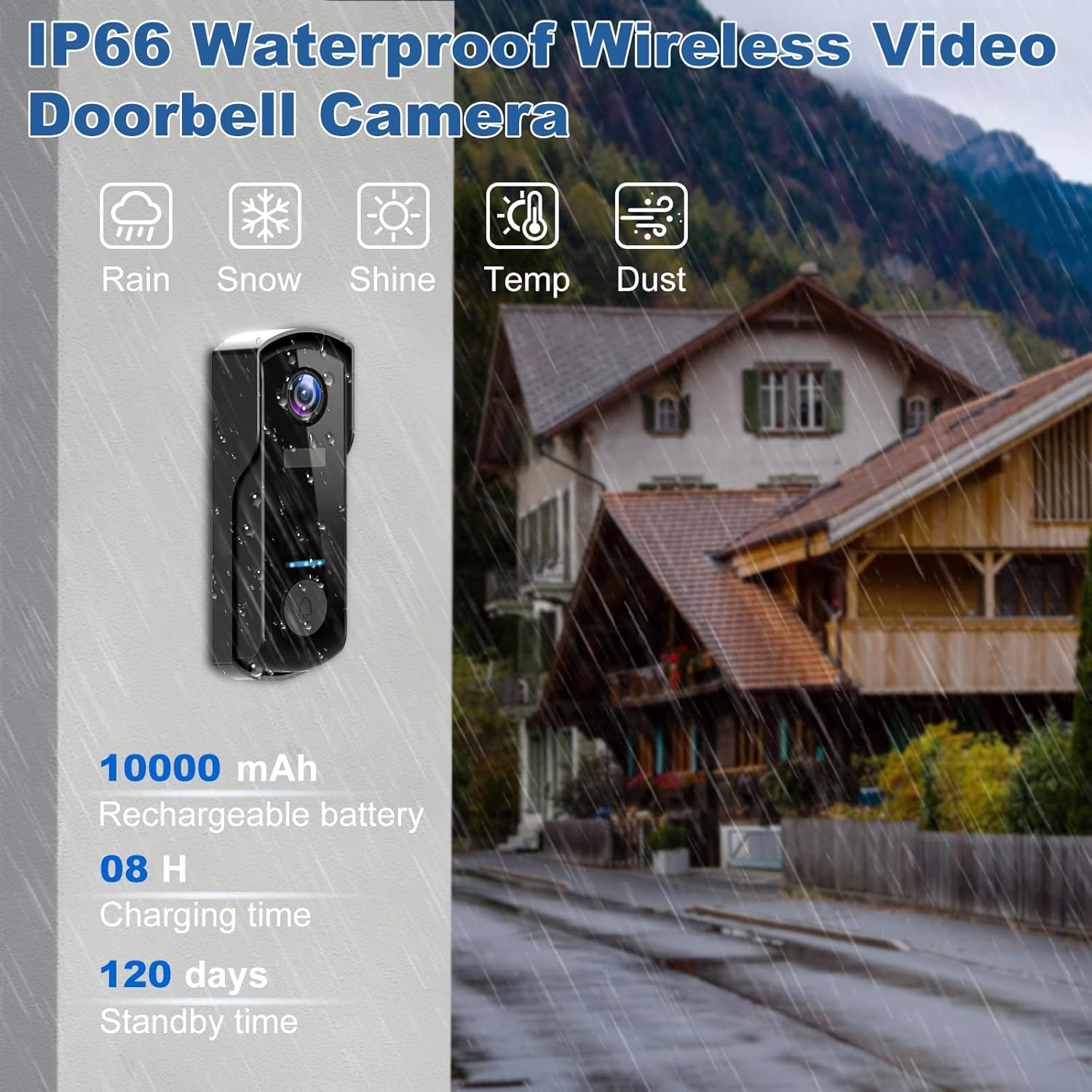 Oolong 2K Video Doorbell Camera Wireless Door Bell Battery Powered with 2.4GHZ Wifi,Ai&Pir Motion Detection,Two-Way Audio,Ip65 Waterproof,Night Vision,Surveillance,Cloud Storage,Free Give 64GB SD Card image number 2