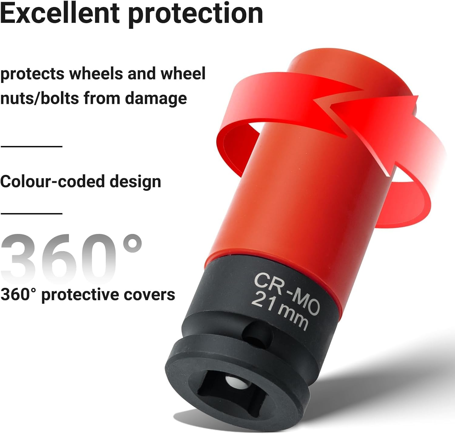 1/2" Drive Lug Nut Impact Socket Set, 3 Pcs Cr-Mo Steel Drive Wheel Protector, 6 Point, Metric Protective Wheel Nut Socket Set 17Mm, 19Mm, 21Mm with Storage Box image number 1