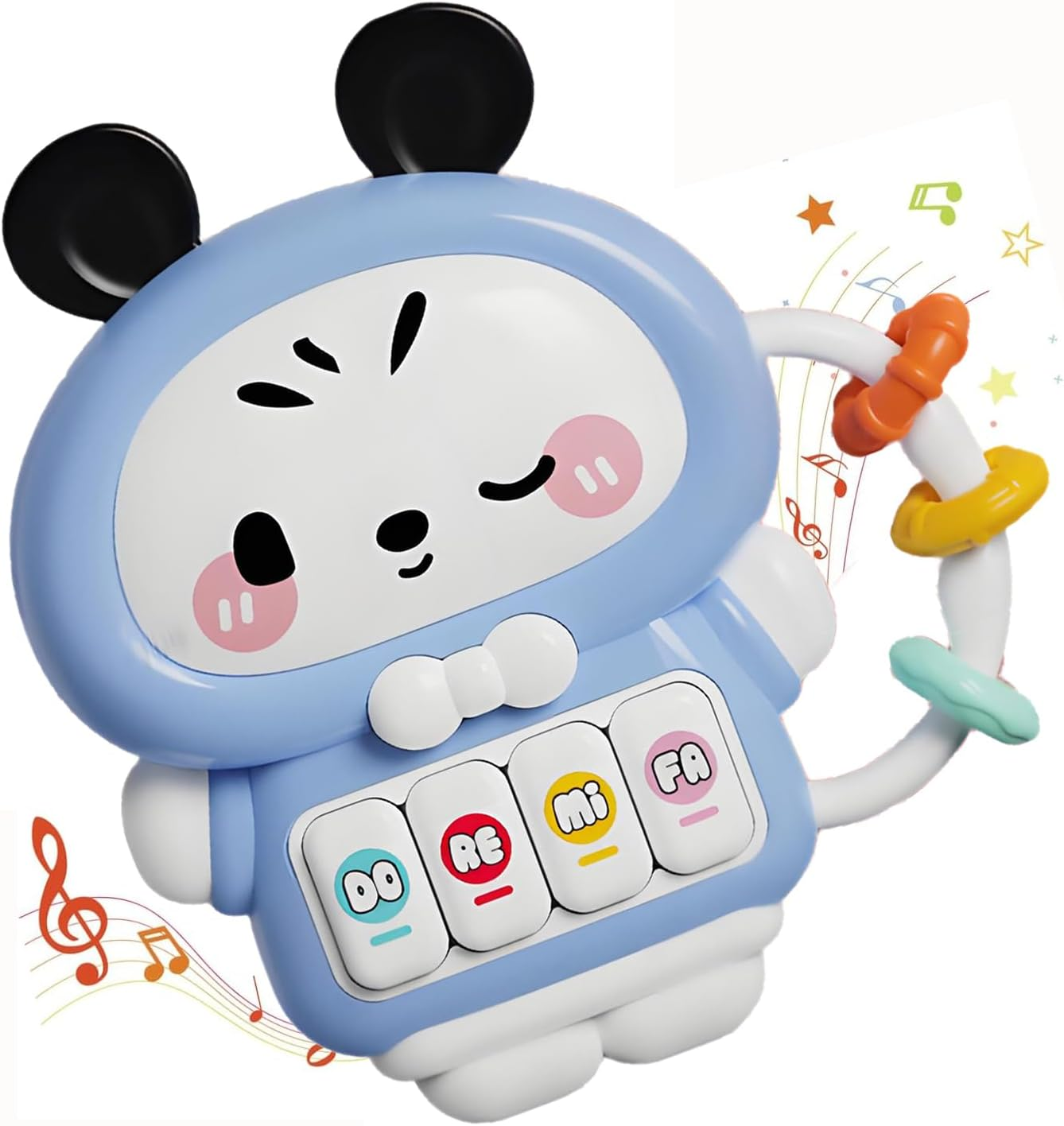 Baby Musical Rattle Toy, Rabbit Light-Up Teether & Sensory Fine Motor Skills Toy 1St Birthday Gift for 18 Month Infant Toddler Boy Girl (Pink)