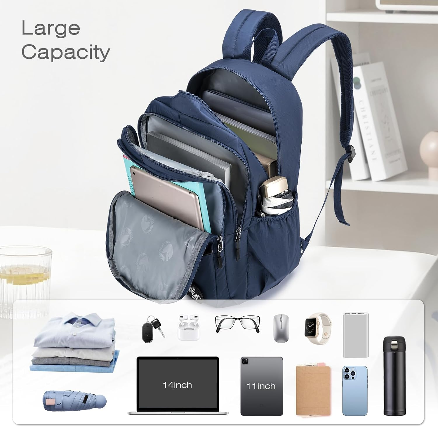 SPAHER Underseat Cabin Bags Wizzair 40X30X20 School Travel Backpack for Women Men School Bags Carry on Luggage Backpack Waterproof Casual Sports Backpack Daypack 25L image number 4