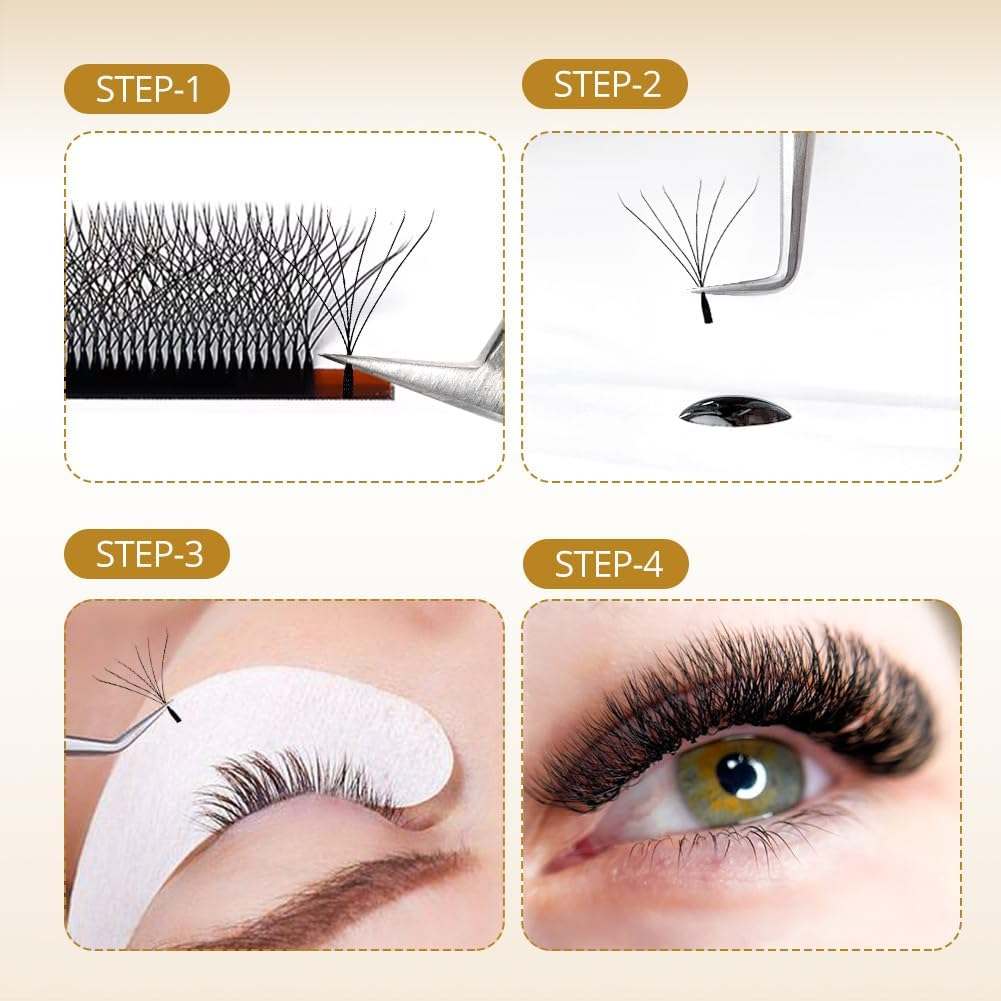 Lunamoon 6D Eyelash Extensions, W Eyelashes, Self-Fanning Lash, Ready-To-Use Fan Eyelash Extensions, Russian Volume Eyelashes, Premade Fans Lashes (6D/0.07C 12 Mm) image number 2