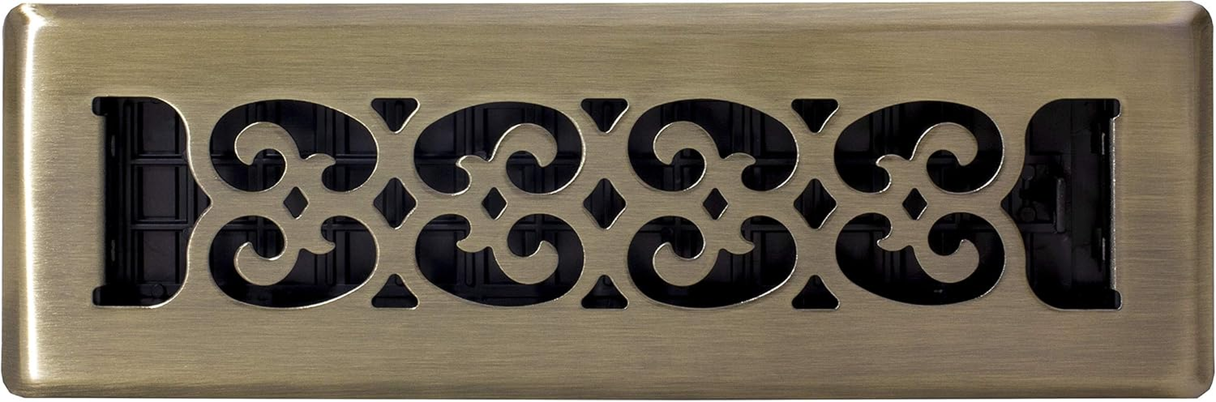 Decor Grates SPH210-A Scroll Design Floor Register, 2X10, Antique Brass Finish