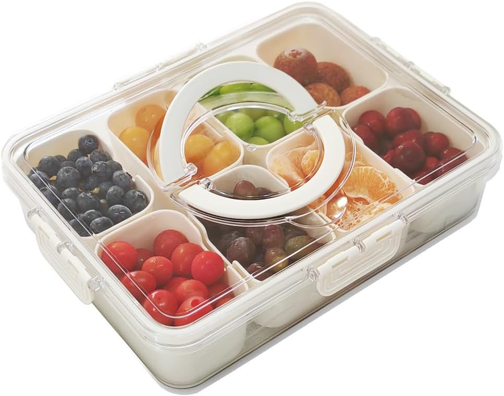 IRONA Snackle Box Container, Divided Serving Tray with Lid and Handle, Portable Snack Platters, Clear Organizer for Candy, Fruits, Nuts, Snacks, Perfect for Party, Travel& Picnic image number 3