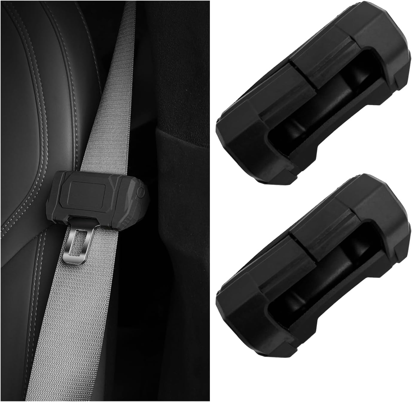 Sylvil 2 PCS Car Seat Belt Buckle Covers, Anti-Scratch Silicon Seat Belt Buckle Protector for Car Safety, Automotive Seat Belt Clips Cover for Van Truck, Interior Car Accessories (White)