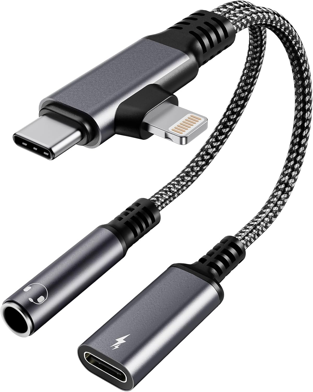 USB-C to 3.5Mm Headphone and Charger Adapter - Dual Port (Lightning & USB-C Input) to AUX 3.5Mm Jack & 60W PD Fast Charging with Call Support, for Iphone 15/16, Android, Tablet image number 4