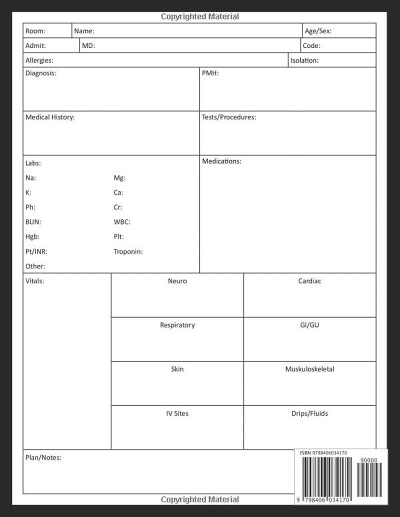 Nurse Report Sheet Notebook: Nursing Report Sheets Notebook image number 1