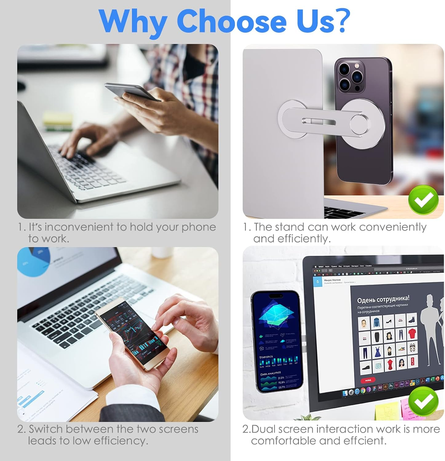 Cloudvalley Magnetic Laptop Phone Holder, Adjustable Continuity Camera Mount Compatible with Magsafe & for Ios 16 / Macos Ventura, Slim Portable Computer Expansion Bracket for Smartphone, Silver - Blue image number 3