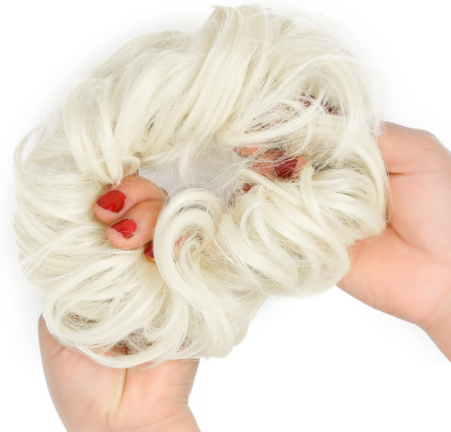 Yamel Messy Bun Hair Pieces for Women Hair Bun Extension Platinum Blonde Updo Curly Messy Bun Scrunchie - Ash Brown (Claw Clip) image number 4