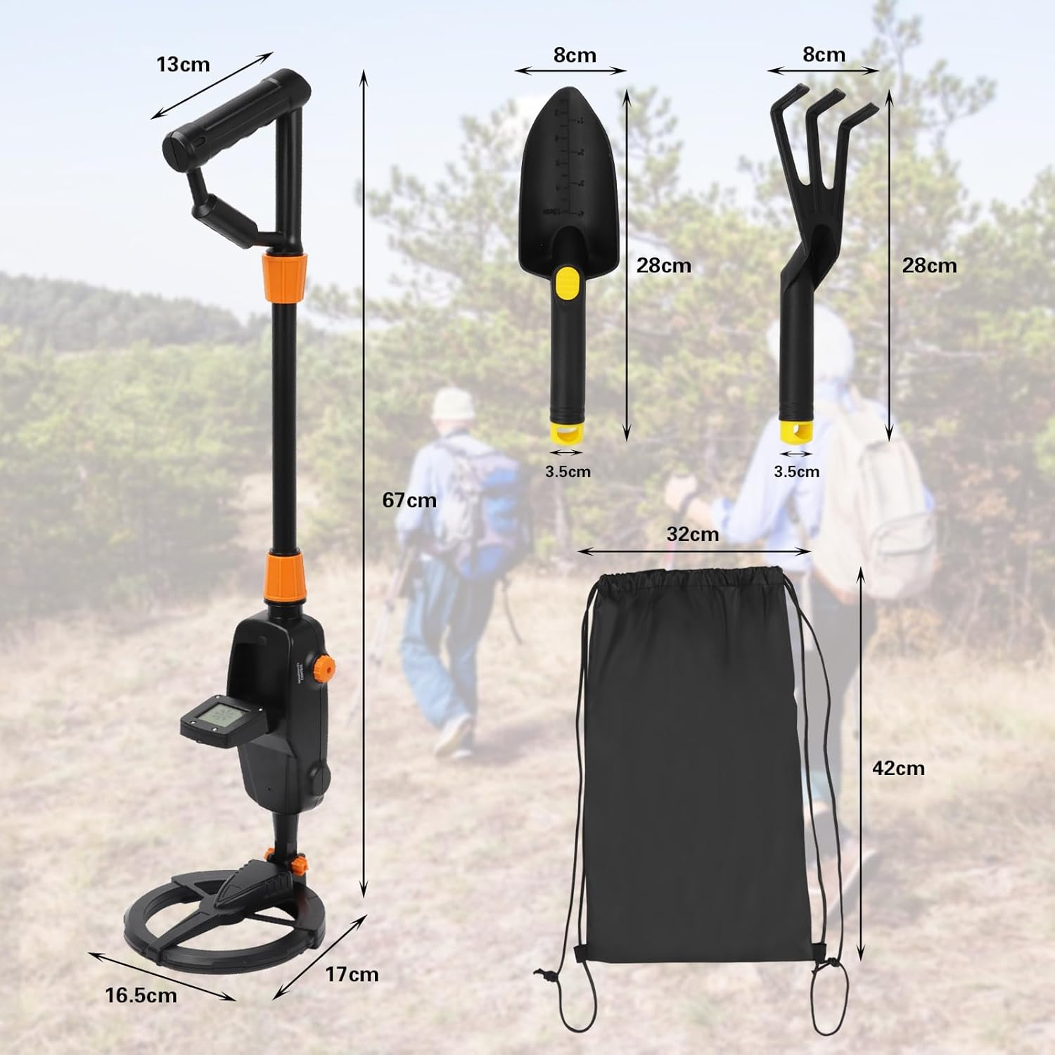 Ruaizel Starter Metal Detector Kit, Lightweight Metal Detector Kit with 17Cm Waterproof Coil Trowel Rake, Metal Detector for Beach River Outdoor image number 2