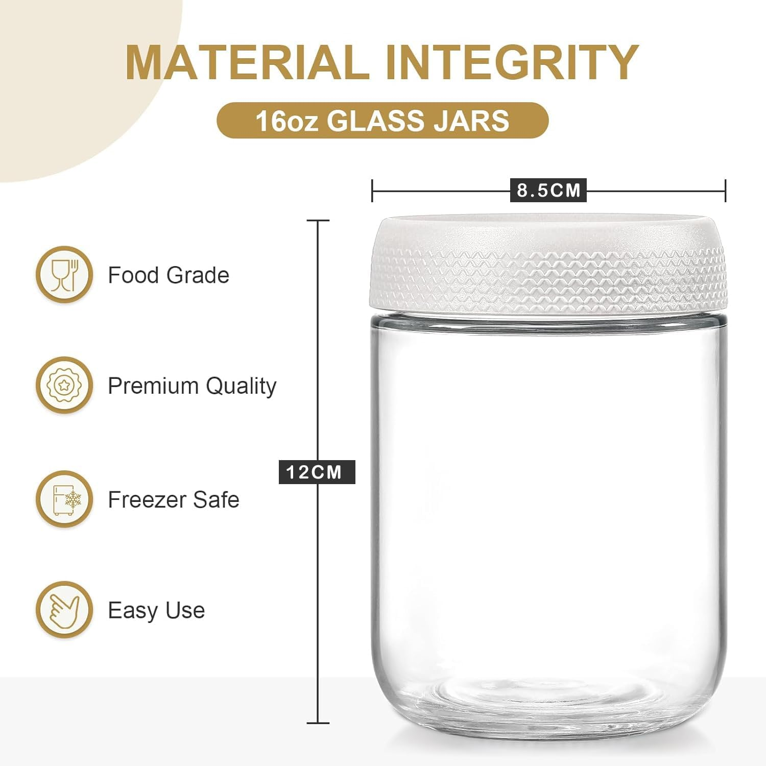 6 Pack Overnight Oats Containers with Lids, 16Oz Clear Glass Mason Jars with Airtight Lids, Breakfast Oatmeal Container to Go, Salad Meal Prep Jars for Salad Food Cereal Snacks Pudding Yogurt Storage image number 5