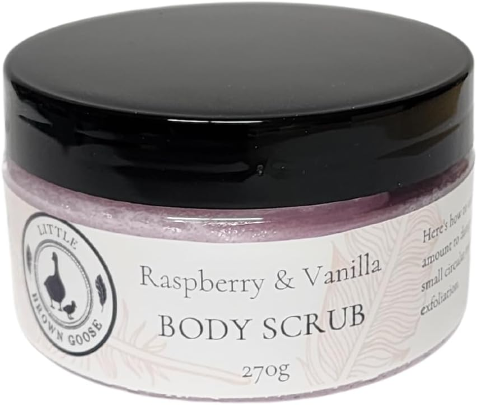 Little Brown Goose Raspberry and Vanilla Whipped Body Sugar Scrub 270G. 100% Vegan-Friendly, Natural Exfoliant Body Scrub for Smooth Skin, Non-Greasy, Mess-Free, Body Scrub Body Polish, Handmade in South Australia image number 4