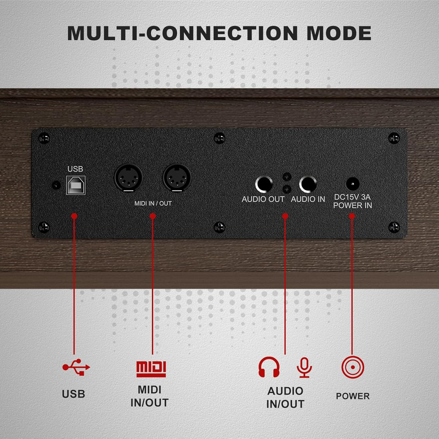 UMOMO U-710 88 Key Digital Piano Keyboard with Piano Bench, Full Size Electric Piano with Piano Stand, Headphone Jack, 3 Pedal, Electronic Piano for Beginner, Adults, Brown - Brown image number 2