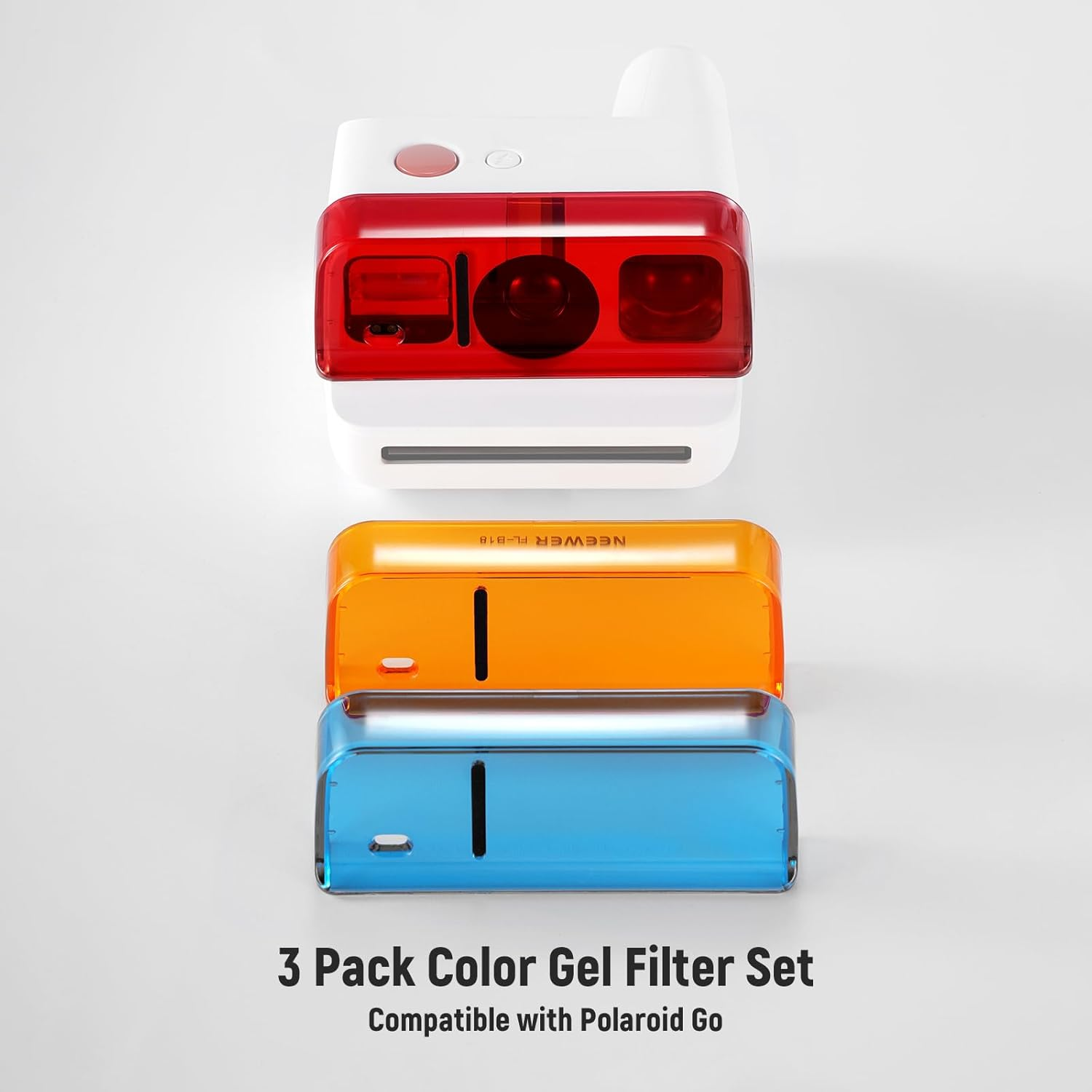NEEWER Lens Filter Set Compatible with Polaroid Go Camera, 3 Pack Snap on Color Gel Filter Accessories Kit (Red, Blue, Orange) for Creative Photography, FL-B18 image number 3