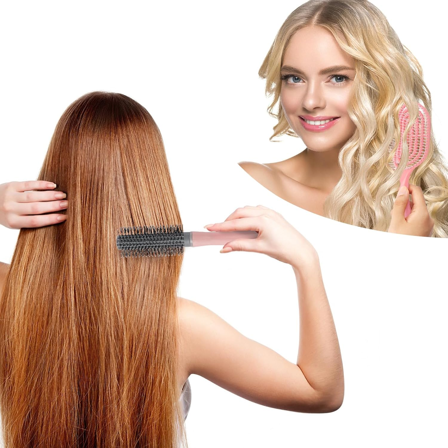 Hair Brush Set, 14 Pieces Hair Brushes, Hair Tools, Includes Transparent Cosmetic Bag, Spray Bottle, Edge Brush, Curling Brush, round Brush, Scalp Brush and Hairpins, Styling Tools image number 3