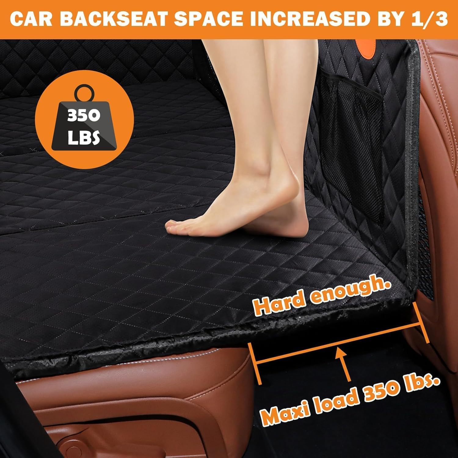 Hard Bottom Back Seat Extender for Dog Travel Accessories - Waterproof Dog Car Seat Cover for Back Seat, Non Inflatable Car Bed,Foldable Seat Covers for Dog Hard Bottom Hammock image number 1