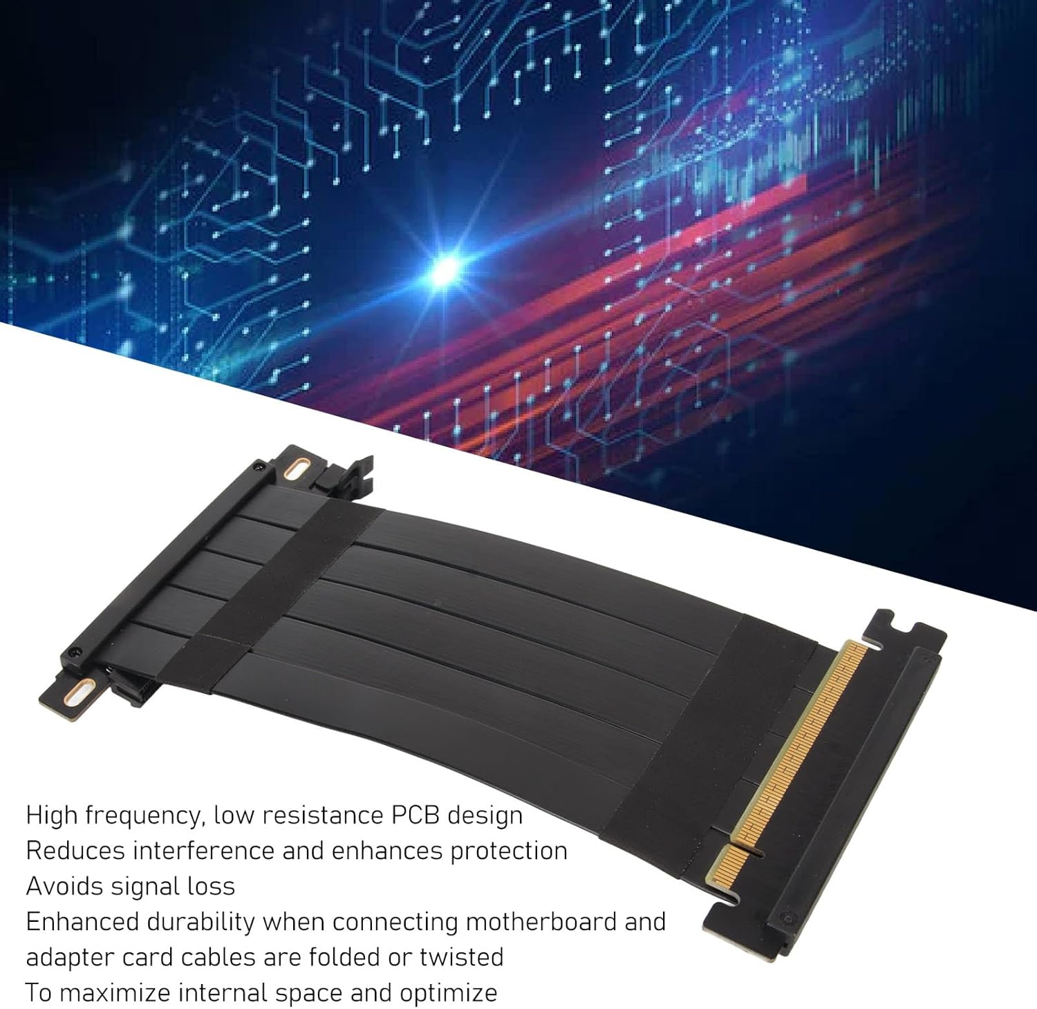 Pcie 4.0 X16 Riser Cable, High Speed Extension Cable Flexible Double Sided 180 Degree GPU Extension Cable for RTX 4090 for RX 7900 XT, Pcie 4.0 and Older Compatible, 20Cm-60Cm image number 1