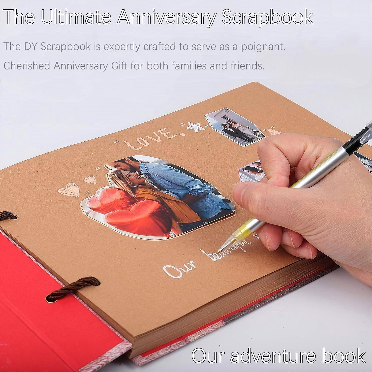 Adventure Book Handcrafted Diary Photo Scrapbook,Tailored for Preserving Cherished Moments,Ideal for Couples' Anniversaries,Weddings,Globetrotters,Birthdays,Christmas & Note-Taking image number 4