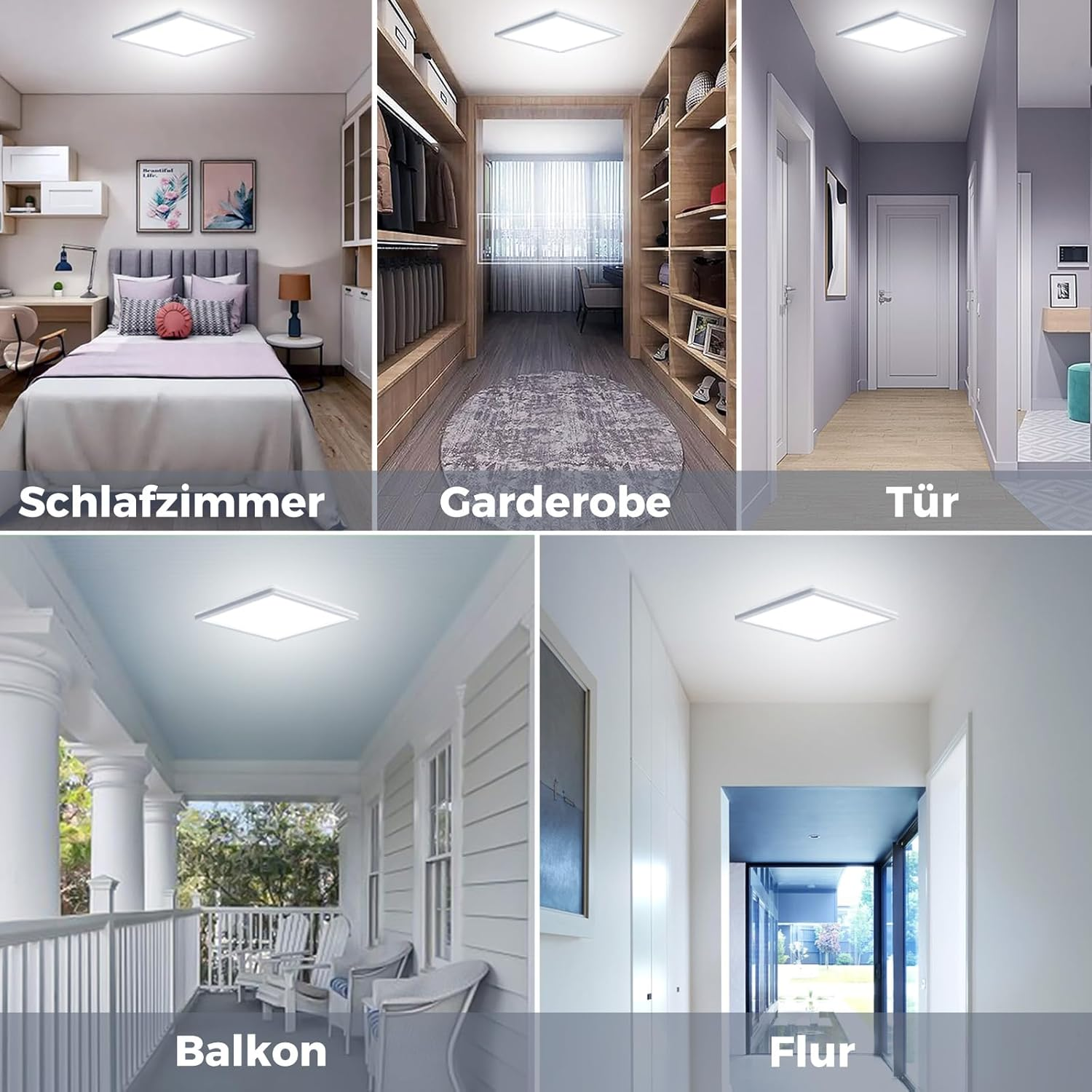 Slochi LED Ceiling Light, 18 W Ultra Thin Ceiling Light Flat 22 Cm, 6500 K Cool White, LED Ceiling Light Square for Bedroom, Living Room, Bathroom, Balcony, Hallway, Kitchen image number 5